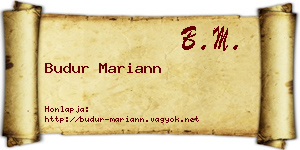 Budur Mariann névjegykártya